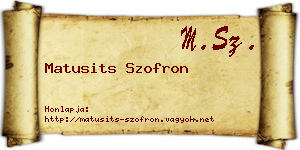 Matusits Szofron névjegykártya